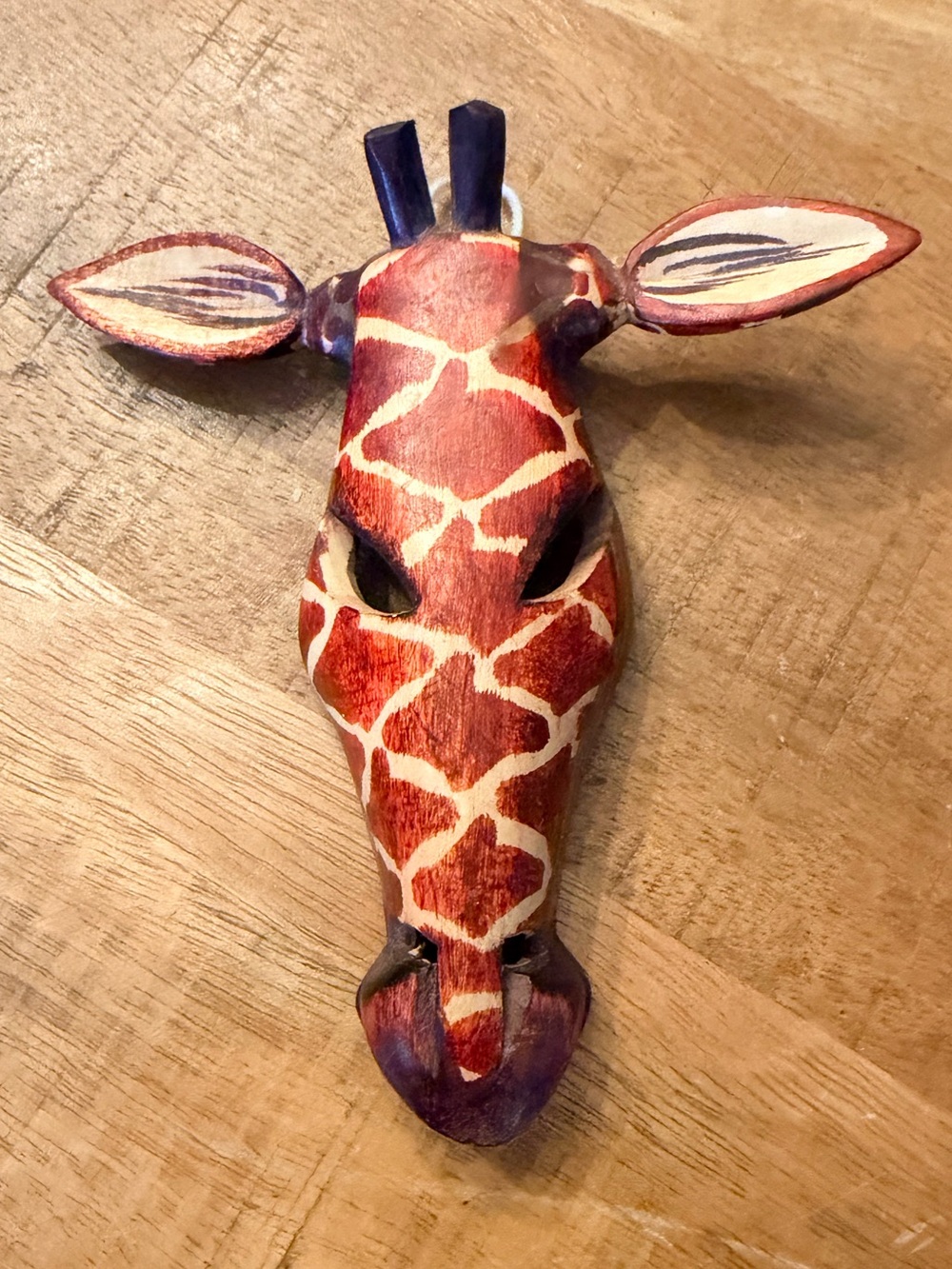 Hand Carved Wooden Giraffe Vintage Mask Africa Kenya Wall Art Hanging handmade
